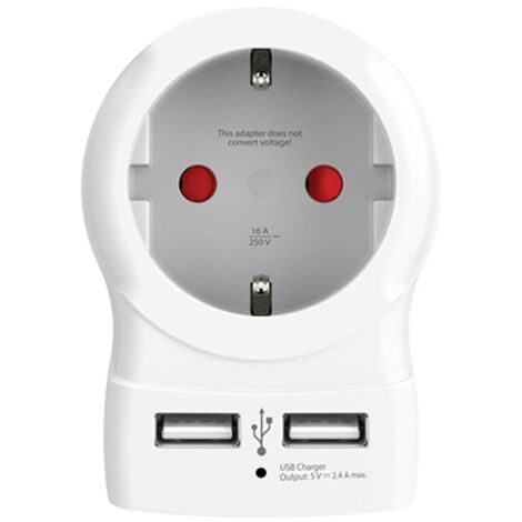 Skross 1500282 Presa di corrente intermedia con USB Bianco (1/4)