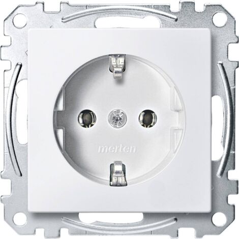 Merten MEG2330-0319 - Piastra Centrale Per Presa Schuko, System M, Bianco Lucido, Con Protezione Bambini (BRS)