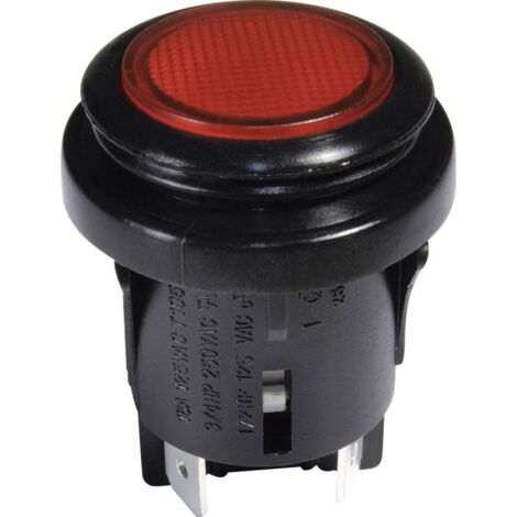 Interruttore A Pressione Da Incasso Ø25mm – 16A 250V, Rosso Illuminato, Spina Piatta 6,3 Mm, Per Macchine Caffè