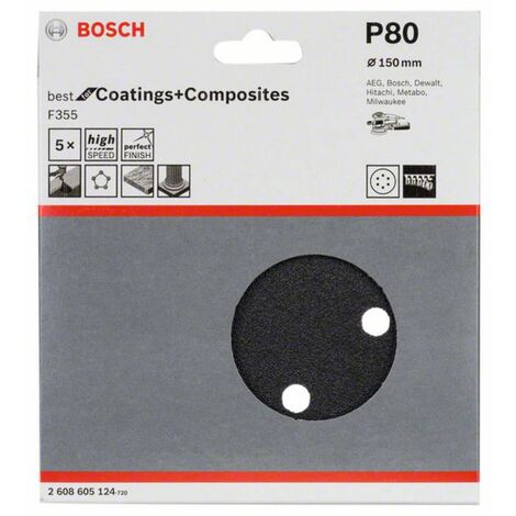 Bosch Accessories Best for Stone 2608605124 Carta abrasiva eccentrica a  strappo, perforato Grana Num. 80 (Ø)