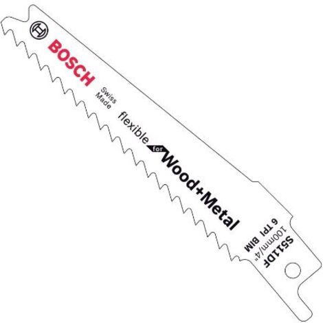 BOSCH S511DF Confezione da 5 lame corte a sciabola per legno e metallo