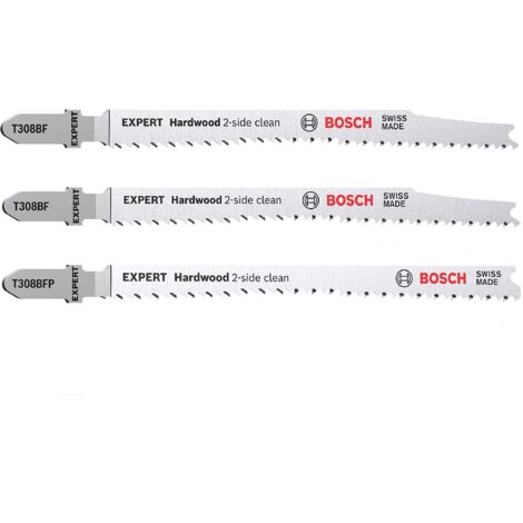 Bosch Professional 3x Set di Lame per Seghetto Alternativo Expert `Hardwood 2-side clean` per Piano di Lavoro da Cucina, Pannelli Rivestiti in Plastica, Lunghezza 117 mm