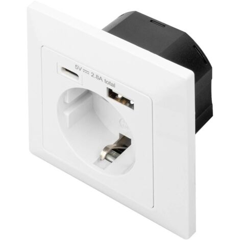 Digitus DA-70615 presa incassata bianca USB Type-C e USB A (1/5)