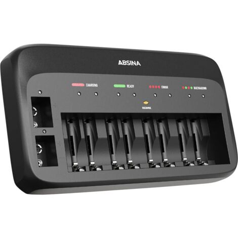 Absina 301003 Caricabatterie rapido NiMH, NiCd Blocco da 9 V, Ministilo (AAA), Stilo (AA) (1/4)