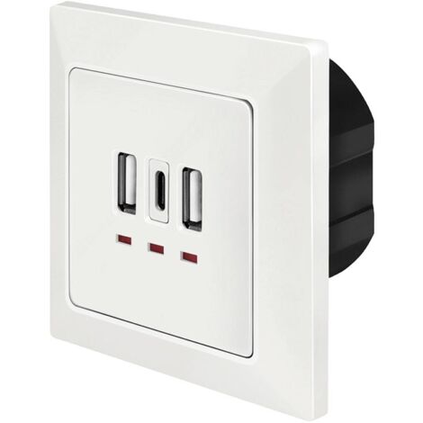 LogiLink PA0254 Presa da incasso con uscita di ricarica USB Bianco