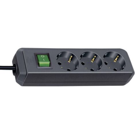 Brennenstuhl 1152300015 Multipresa con interruttore 3 scomparti Nero Schuko 1 pz.