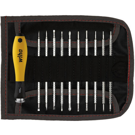Wiha Giravite con set di lame di ricambio SYSTEM 4 ESD Assortito, 12 pz con borsa avvolgibile (31499)