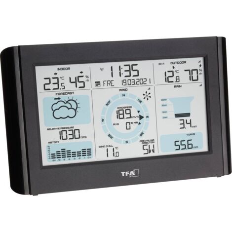Station Météo TFA Dostmann Weather Pro - Sans Fil, Avec Anémomètre Et Pluviomètre - Prévisions Et Alertes