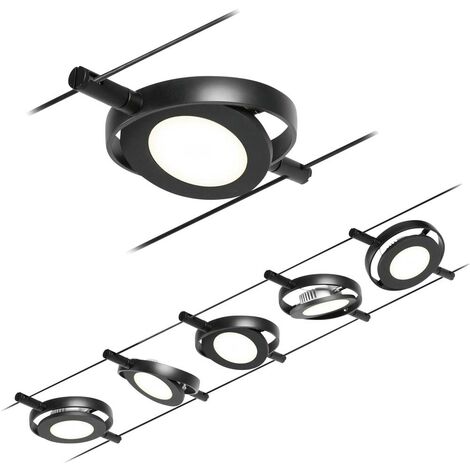 Paulmann 94418 Sistema di illuminazione completo su cavo LED a montaggio fisso LED (monocolore) Nero (opaco), Cromo