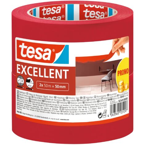 Tesa Excellent Nastro Adesivo Mascherante Rosso 50 m x 5 cm (1/4)