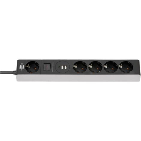 Brennenstuhl 1159780615 Multipresa con interruttore 4 vie Grigio, Nero Schuko 1 pz. (1/5)