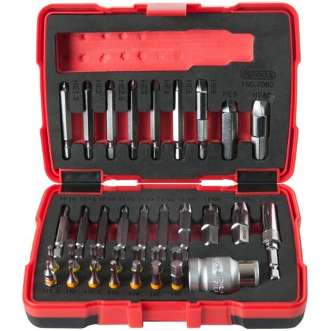 KS Tools 150.7060 1/4" + 10 mm Kit estrazione con viti speciali, 34 pz