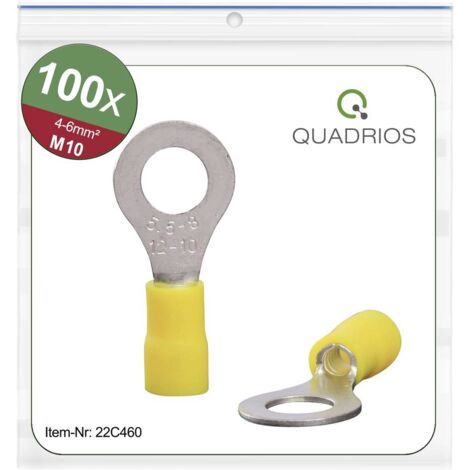 Quadrios 22C460 Capocorda ad anello Sezione Max=6.0 mm² Ø foro=10.5 mm Parzialmente isolato Giallo 1 KIT