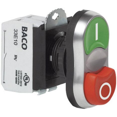 BACO BAL61QB21A L61QB21A Pulsante doppio Anello frontale in plastica, cromato Verde, Rosso 1 pz. (1/4)
