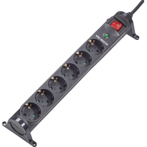 Renkforce 615F-CMB-S Multipresa con protezione da sovratensioni 6 scomparti Nero Schuko 1 pz.
