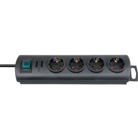 Brennenstuhl 1153300124 Multipresa con interruttore 4 vie Nero Schuko 1 pz.