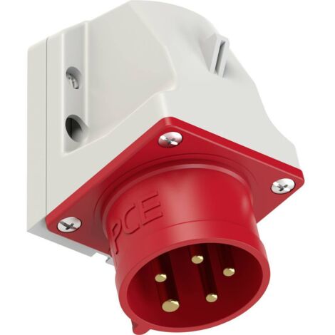 Kopp Spina Da Parete CEE 5 Poli 16A 400V - Colore Rosso, Per Uso Esterno E Industriale