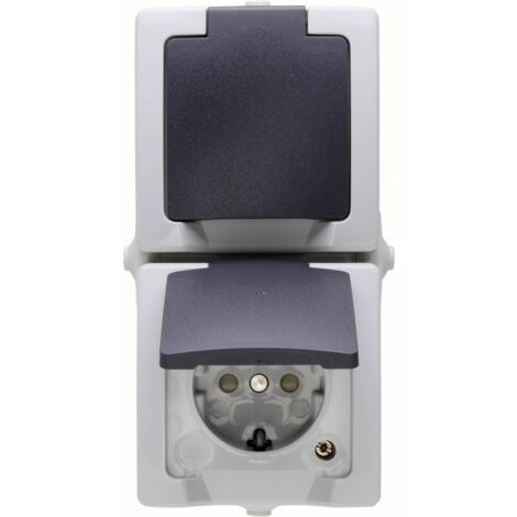 Kopp 136956008 Interruttore per ambienti umidi Presa schuko con coperchio ribaltabile Nautic Grigio 1 pz. (1/3)