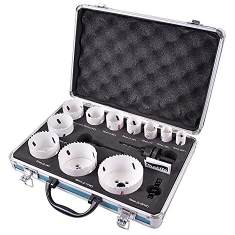 Makita D-47298 Kit seghe a tazza 14 parti 19 mm, 22 mm, 25 mm, 29 mm, 35 mm, 38 mm, 44 mm, 51 mm, 57 mm, 68 mm, 75 mm 1 (1/2)