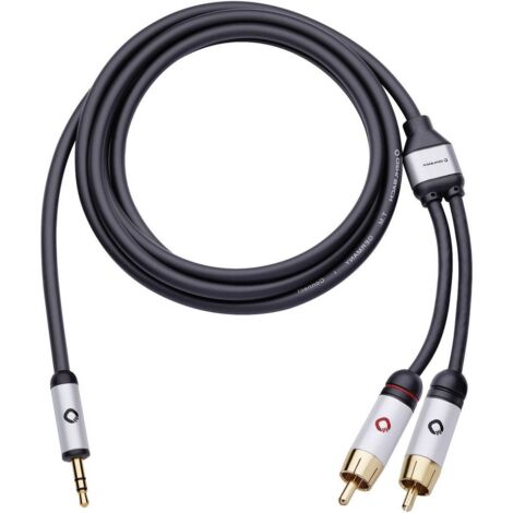 Oehlbach 60006 RCA / Jack Audio Cavo [2x Spina RCA - 1x Spina jack da 3.5 mm] 5.00 m Nero contatti connettore dorati (1/3)