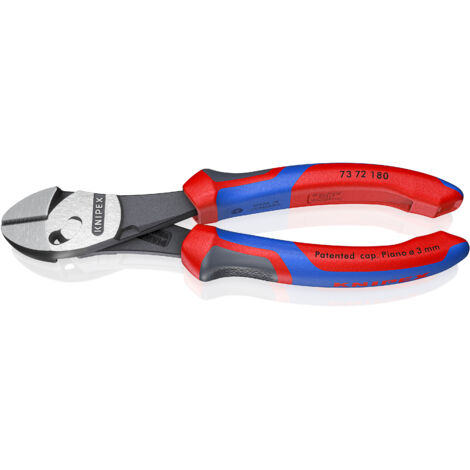 KNIPEX 73 72 180 TwinForce® Tronchesi laterale ad alta prestazione con manici multicomponente atramentata nera 180 mm