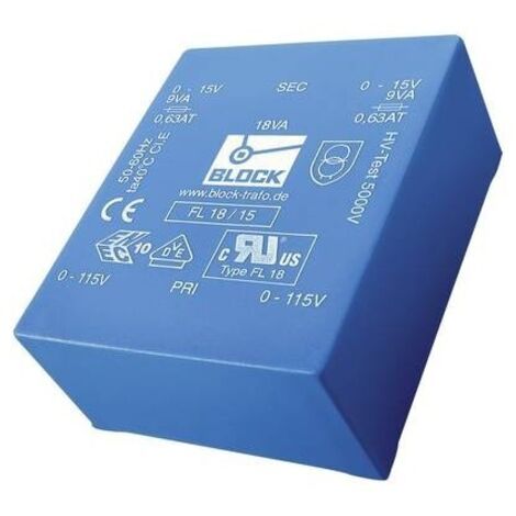 Block, UI 39/17 trasformatore piatto FL 30 VA 2 x 115 V 2 x 15 V 2 x 1.0 A 30 VA . (1/3)
