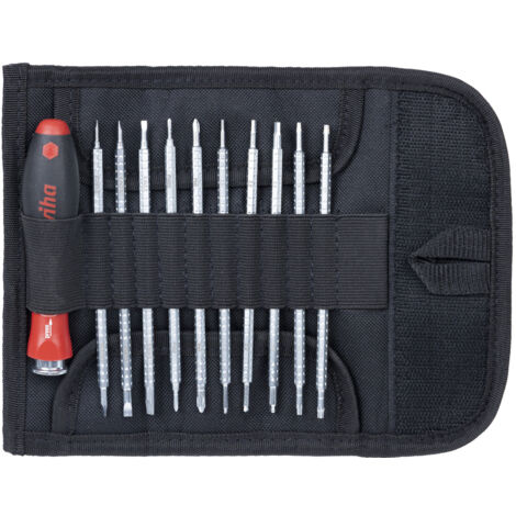 Wiha Set di giravite con lame di ricambio SYSTEM 4 Assortito, 12 pz con borsa avvolgibile (27820)
