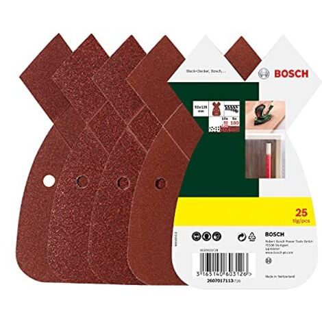 Bosch 2607017113 B&D Mouse 25 Fogli Abrasivi Grana Mista