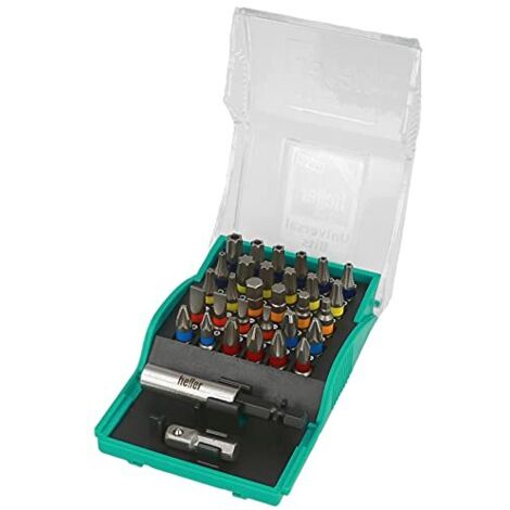 Heller 28913 9 Kit inserti 32 parti Croce Phillips, Croce Pozidriv, Taglio, Esalobata BO, Brugola interna incl. Cacciav (1/4)
