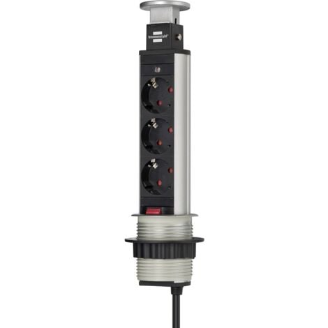 Brennenstuhl 1396200003 Multipresa verticale a torre 3 scomparti Alluminio, Nero Schuko 1 pz.