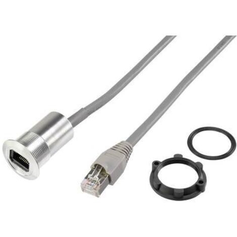 TRU COMPONENTS Presa da incasso RJ45, lunghezza cavo 1,50 m RJ45-03-BK Presa, Spina dritta Nero 1 pz. (1/2)