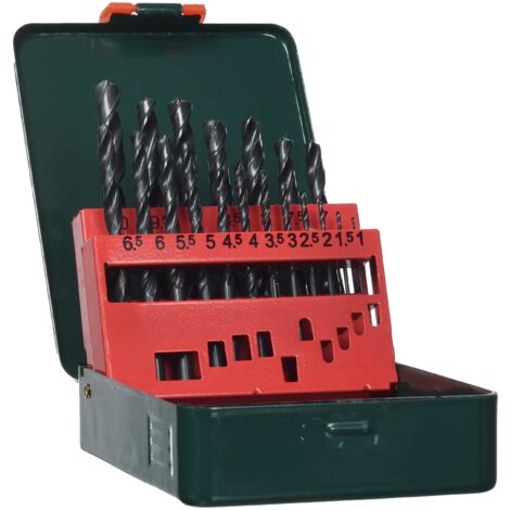 Metabo 627151000 HSS Kit punte a spirale da metallo 19 parti forgiato DIN 338 Alberino cilindrico 1 KIT