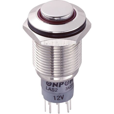 TRU COMPONENTS 701982 LAS2GQH-22E/R/12V/N/P Pulsante antivandalo 250 V/AC 3 A 2 x On / (On) Momentaneo Rosso 1 pz. (1/3)