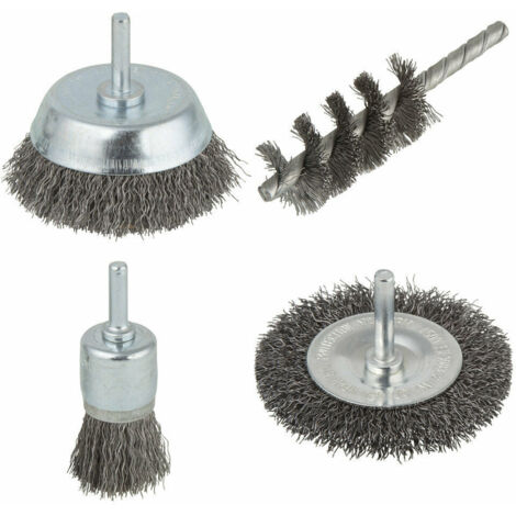 Set Spazzole Metalliche Trapano Disco Tazza Pennello Cilindro Wolfcraft 2133000