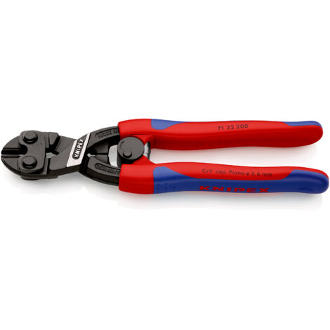 KNIPEX 71 32 200 CoBolt® Tronchese a doppia leva rivestiti in materiale bicomponente, forma affusolata atramentata nera 200 mm