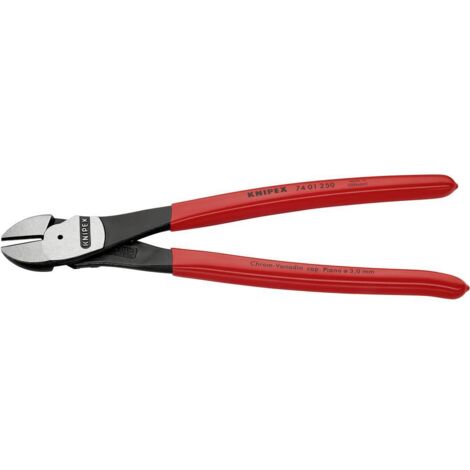 KNIPEX 74 01 250 Tronchese laterale per meccanica tipo "forte" rivestiti in resina sintetica atramentata nera 250 mm