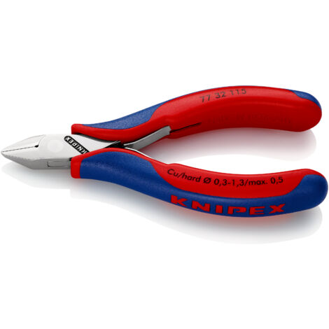 KNIPEX 77 32 115 Tronchese laterale per elettronica con cerniera passante con manici multicomponente 115 mm