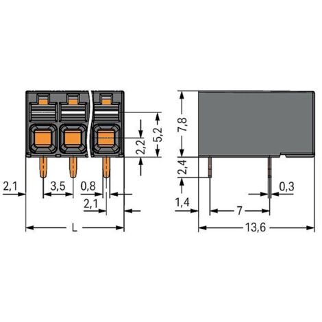 Morsetti per cavi elettrici circuito stampato pcb a vite 3 POLI, DRITTO 5mm