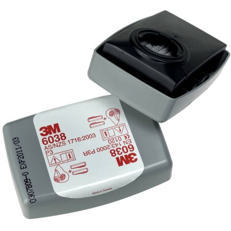 3M 6038 mit Aktivkohle, P3R Filtro per polveri 20 pz. EN 143 DIN 143 (1/4)