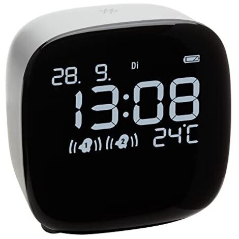 Radiosveglia Digitale Con Doppia Sveglia, Display Ampio Con Temperatura E Data, Luci Notturne, Batteria, Orologio Radio Controllato