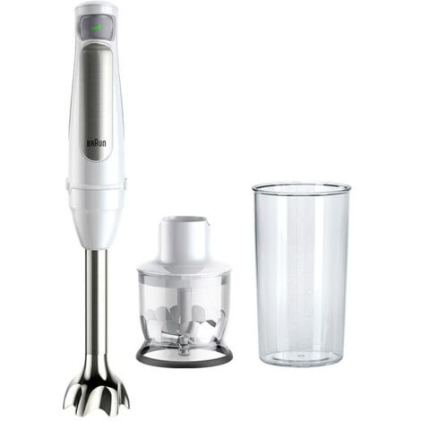 Braun MQ7020 WH Frullatore ad immersione 1000 W Senza BPA, regolatore di velocità, con Shaker Bianco, Argento (1/5)