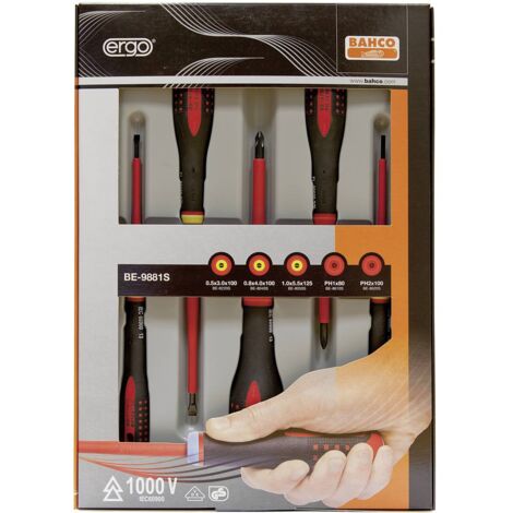 Bahco Ergo Elettricisti Kit cacciaviti 5 parti Taglio, Croce Phillips