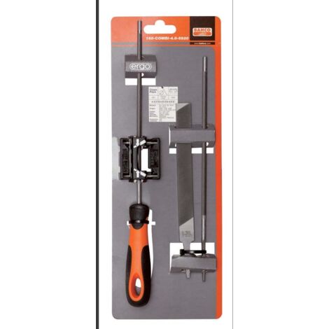 Bahco 168-COMBI-4.0-6922 Kit di lime per sega a catena, impugnatura Ergo, 200 mm, Ø 4,0 mm, ausilio lime Lunghezza 200 (1/4)