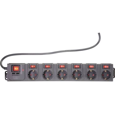 Renkforce RF-3313344 Multipresa con protezione da sovratensioni Nero Schuko 1 pz.