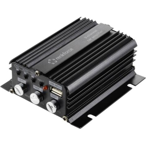 Renkforce RF-CMP-202 Amplificatore a 2 canali 100 W Riproduzione audio Bluetooth ®/USB, Regolazione volume/bassi/alti