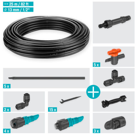 GARDENA Kit irrigazione a goccia: set completo per irrigare orti e aiuole fino a 60 m² Micro-Drip-System (13450-20)