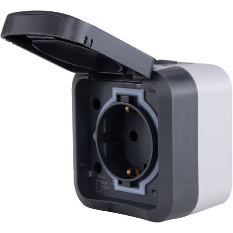 Presa Doppia Da Parete IP44 Per Ambienti Umidi | 16A 250V | Bianca Con Coperchio | Ideale Per Esterni, Garage, Bagno - 3