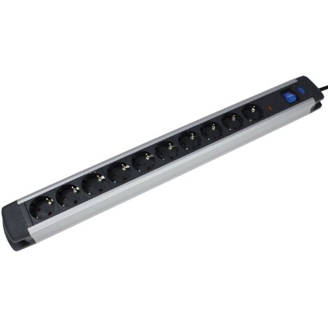 AS Schwabe 18360 Multipresa con protezione da sovratensioni Nero, Argento Schuko 1 pz.