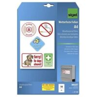 Sigel IF140 Pellicola autoadesiva DIN A4 Stampante a getto d'inchiostro Bianco, Opaco 10 pz.
