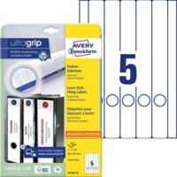 Avery-Zweckform Etichetta per raccoglitore da ufficio L4758-10 38 x 297 mm Carta Bianco A tenuta permanente 50 pz.